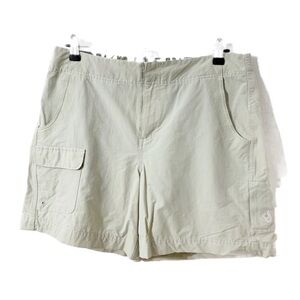 Isis for Women Tan Nylon Hiking Shorts Front Side and Extra Lower Front Pockets